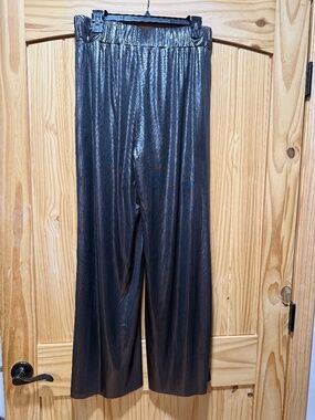 Sunset & Sixth Metallic flowy foil wide leg elastic waist pants NWOT
